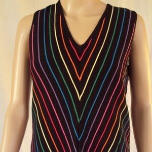 Pride!- World Republic Black Sweater with Rainbow Stripes Sleeveless Size Large